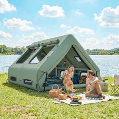 Outsunny Inflatable Tent4 Season Hot Tent 10000mm WaterproofGreen from B&Q