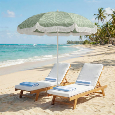 Outsunny 1.8 M Beach Umbrella Parasol With Sand Anchor30 TiltGreen from B&Q