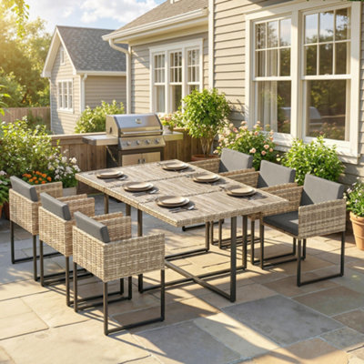 Outsunny Rattan Garden Furniture SetRattan Table And Chairs With Cushions from B&Q