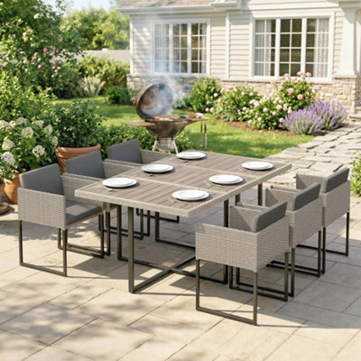 Outsunny Rattan Garden Furniture SetRattan Table And Chairs With Cushions from B&Q