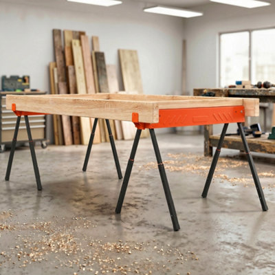 B&Q -  Saw Horses Twin PackSawhorses With Height Adjustable LegsOrange