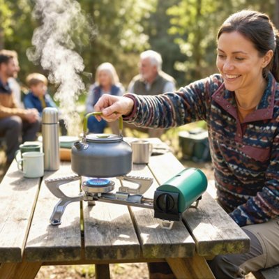 Outsunny Camping Stove With Safety Shut-OffPiezo Ignition Gas Stove Green from B&Q