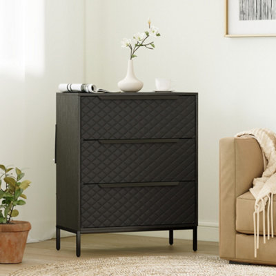 B&Q -  Chest Of Drawers3 Fabric Drawer DresserAluminium HandlesBlack