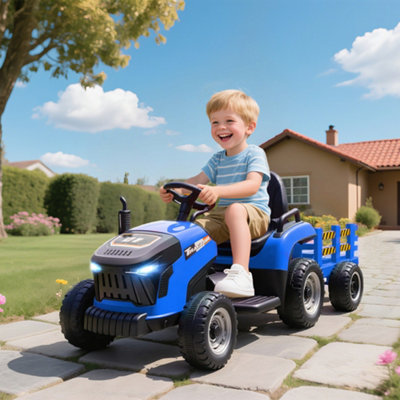 Aiyaplay Ride On Tractor And Trailer12V Electric Ride On TractorBlue from B&Q