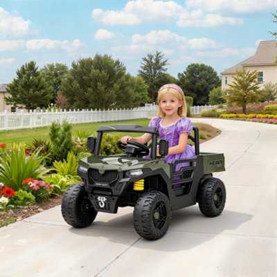 B&Q -  12V Kids Ride On CarKids Utv With Electric Dump BedGreen