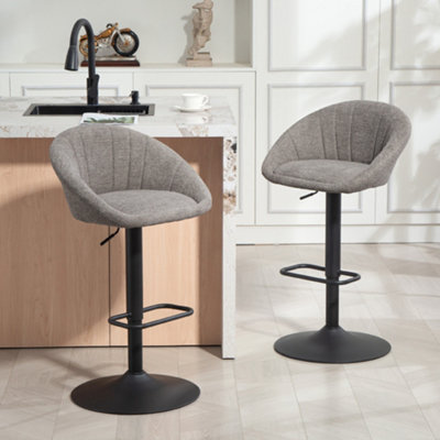 HOMCOM Grey Adjustable Swivel Bar Stools Set of 2 - Image 10