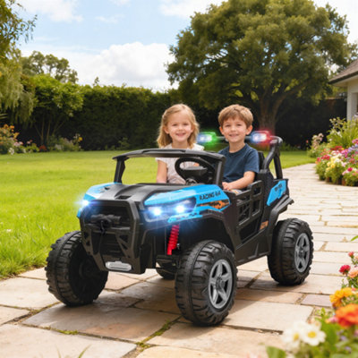 Aiyaplay Blue 24V Electric Ride On Car, 2-Seater Kids Electric Truck, Size 2