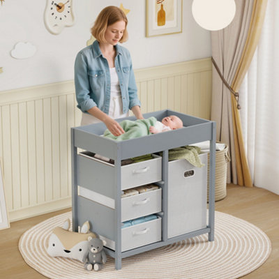 B&Q -  Baby Changing Unit With 4 DrawersDiaper Changing TableGrey