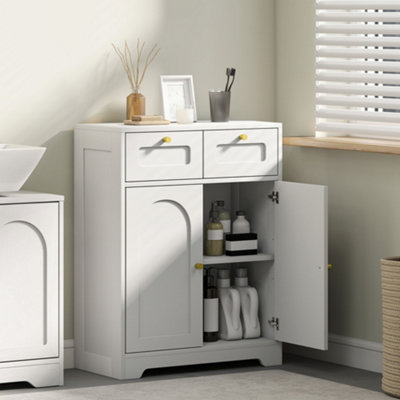 HOMCOM Bathroom Floor Cabinet, Bathroom Storage Unit with 2 Doors, White - Image 9