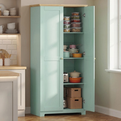 Homcom 172Cm Wooden Storage Cabinet Cupboard With 4 Shelves Light Green