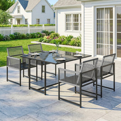 Outsunny Garden Dining SetOutdoor Table And Chairs With Foldable Backrest from B&Q