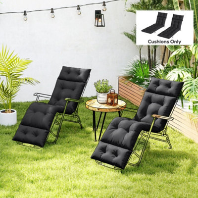 B&Q -  Garden Lounge Chair Cushions Set Of 2220Gsm FabricBlack