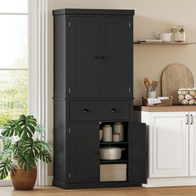 Homcom Freestanding Kitchen Storage Cabinet Drawer Cupboards ShelvesBlack from B&Q