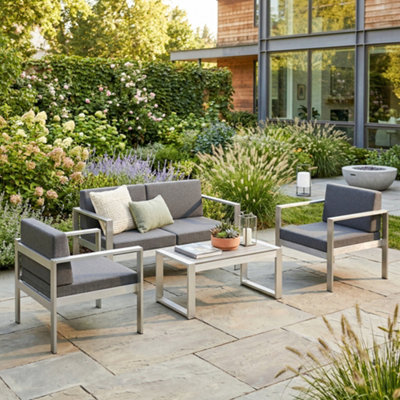 Outsunny 4 Seater Aluminium Garden Furniture Sofa Set With Olefin Cushions from B&Q