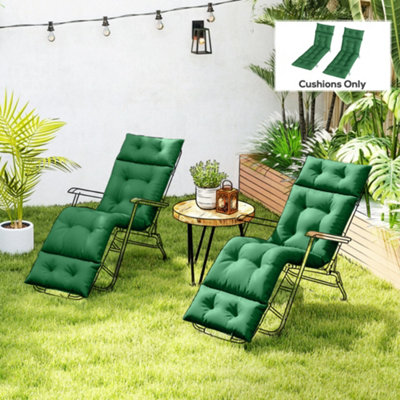Rackhams Green Garden Lounge Chair Cushions Set Of 2, 220Gsm Fabric - Image 4