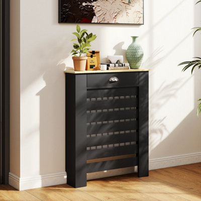Homcom Radiator Cover With DrawerHorizontal Slat78CmBlack from B&Q