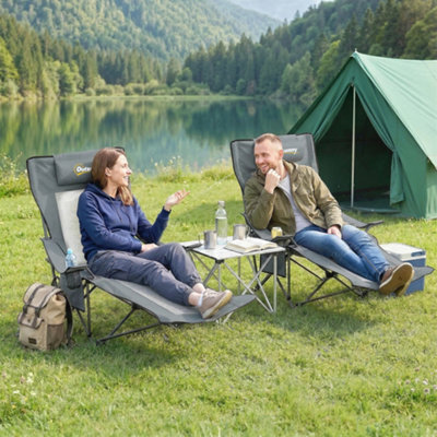 Outsunny Camping Chair Reclining Folding Portable Grey from B&Q