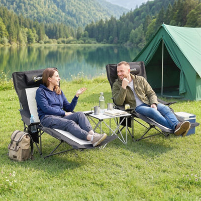 Outsunny Camping Chair Reclining Folding Portable Black from B&Q