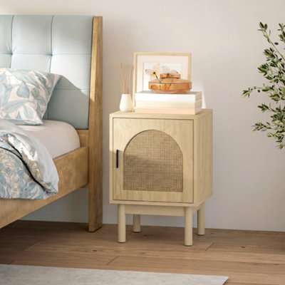 HOMCOM - Bedside Table - Boho Style - Natural Rattan - Brown - 40 x 35 x 58cm - Image 9