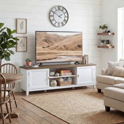 Homcom Farmhouse Tv Unit For Tvs Up To 42 InchEntertainment CentreWhite from B&Q