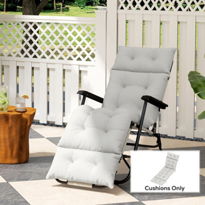B&Q -  Sun Lounger Cushion OnlyGarden Lounge Chair CushionLight Grey