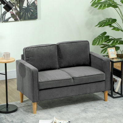 B&Q -  Compact 2 Seater Sofa With Under Seat Storage For Small Spaces Grey