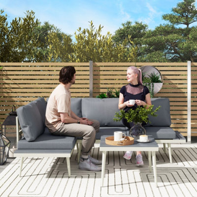 B&Q -  3 Piece Garden Furniture Set With 5-Level Adjustable LoungerGrey