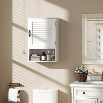 Homcom Bathroom CabinetWall Mounted Cabinet With Adjustable ShelvesWhite from B&Q