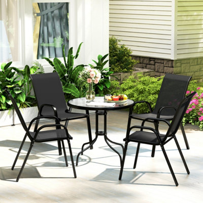 Outsunny 5 Pcs Garden Furniture SetRound Table And Stackable ChairsBlack from B&Q