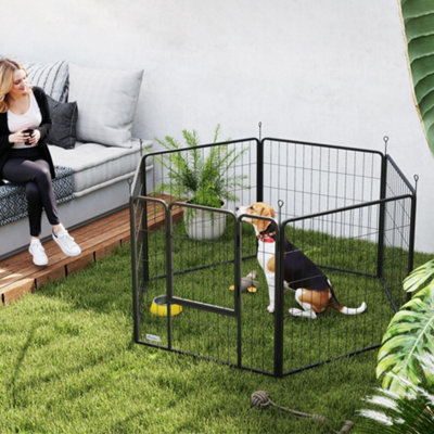 Pawhut Dog Playpen, 6 Panels Puppy Pen Dog Playpen, 80Cm High, Black