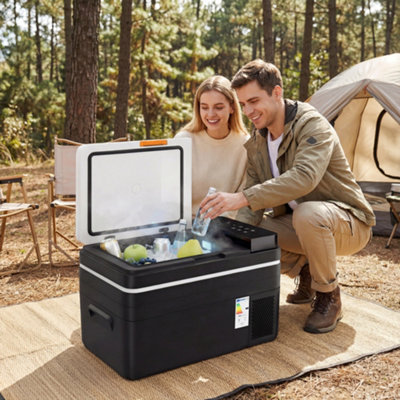 Outsunny 30L Compressor Car Fridge FreezerCamping RefrigeratorBlack from B&Q