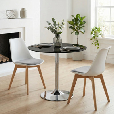 B&Q -  Round Bar TableDining Table With Tempered Glass Top And Steel Frame