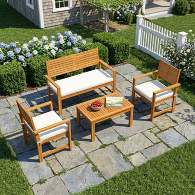 B&Q -  4 Seater Wooden Garden Furniture Set With LoveseatChairsTable