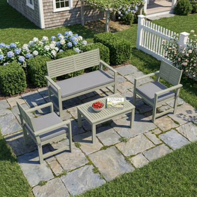 B&Q -  4 Seater Wooden Garden Furniture Set With LoveseatChairsTable