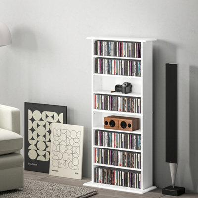 B&Q -  Cd Storage Unit Dvd Tower Blu-Ray Storage Shelf For Living Room White