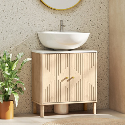 B&Q -  Under Sink Bathroom Cabinet For Basin Without Or With PedestalOak