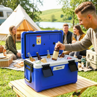 Outsunny 42.6L Insulated Cool BoxPortable Ice Cooler With HandleBlue from B&Q
