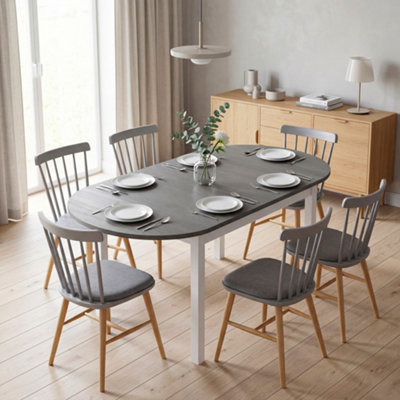 Homcom Foldable Dining TableSolid Wood Drop Leaf TableGrey from B&Q