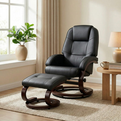 Homcom Recliner Chair With FootstoolSwivel Recliner ArmchairBlack from B&Q