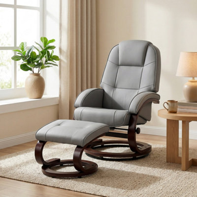 Homcom Recliner Chair With FootstoolSwivel Recliner ArmchairGrey from B&Q