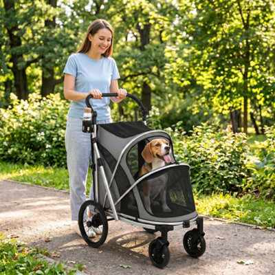Pawhut Dog Stroller, Folding Pet Stroller For Small Medium Dogs - Image 8
