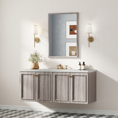 B&Q -  50 X 70 Cm Wall Bathroom MirrorVanity MirrorGrey