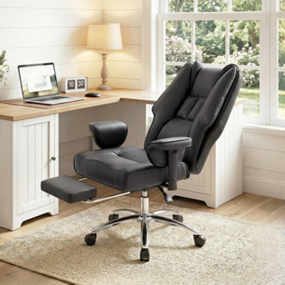Homcom Executive Office ChairReclining Desk Chair With FootrestBlack from B&Q