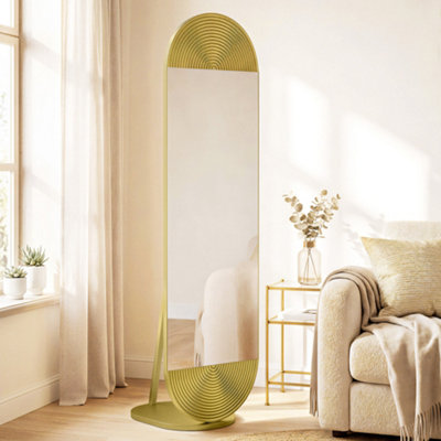 Homcom Wavy Full Length Mirror With Metal Frame And BaseGold Tone from B&Q