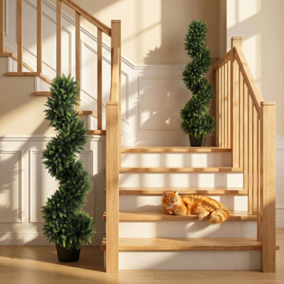 B&Q -  Artificial Cypress Topiary Tree With 700 LeavesSet Of 2