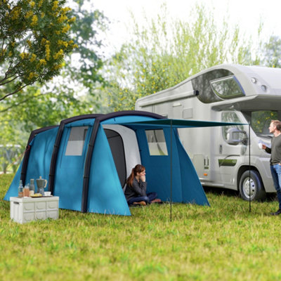 Outsunny Inflatable 3-4 Man Tunnel Tent W/ Air PumpLiving AreaBlue from B&Q