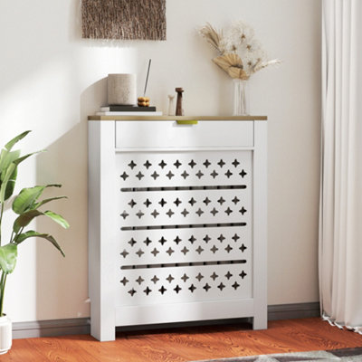 Homcom White Heater Cover With Flip Drawer And Top Shelf 78 X X 95.5 Cm Size 19