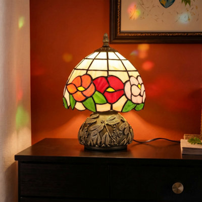 Homcom Stained Glass Bedside Lamp, Tiffany Style Table Lamp For Bedroom - Image 9