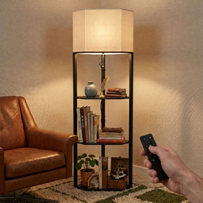 Homcom Unisex Black Corner Modern Floor Lamp With Shelves, Dimmable Standing Lamp, - Image 7