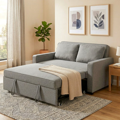 B&Q -  2 Seater Sofa Bed Click Clack Pull Out Sofa Bed For Living Room Grey